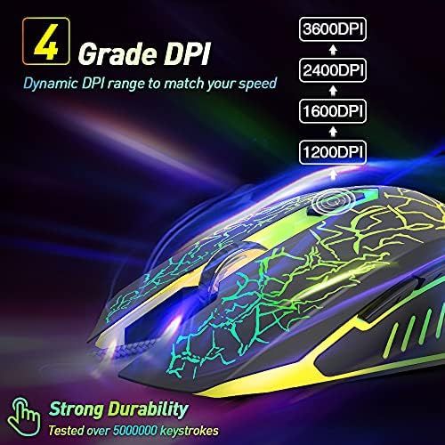  VersionTECH. Wired Gaming Mouse, Ergonomic USB Optical Mouse Mice with Chroma RGB Backlit, 1200 to 3600 DPI for Laptop PC Computer Games & Work ?Black