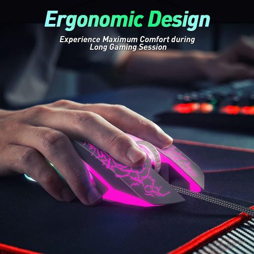  VersionTECH. Wired Gaming Mouse, Ergonomic USB Optical Mouse Mice with Chroma RGB Backlit, 1200 to 3600 DPI for Laptop PC Computer Games & Work ?Black