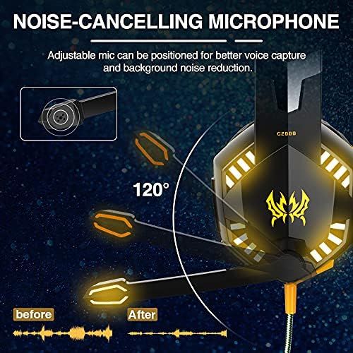  VersionTECH. G2000 Gaming Headset, Surround Stereo Gaming Headphones with Noise Cancelling Mic, LED Lights & Soft Memory Earmuffs for PS5/ PS4/ Xbox One/Nintendo Switch/PC Mac Comp