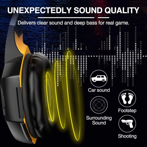  VersionTECH. G2000 Gaming Headset, Surround Stereo Gaming Headphones with Noise Cancelling Mic, LED Lights & Soft Memory Earmuffs for PS5/ PS4/ Xbox One/Nintendo Switch/PC Mac Comp