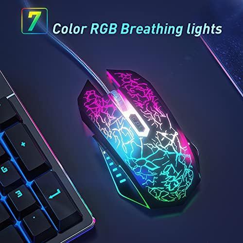  VersionTECH. Wired Gaming Mouse, Ergonomic USB Optical Mouse Mice with Chroma RGB Backlit, 1200 to 3600 DPI for Laptop PC Computer Games & Work ?Black
