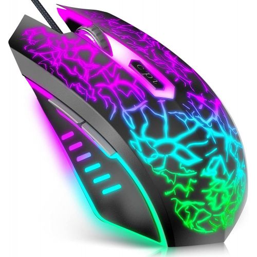  VersionTECH. Wired Gaming Mouse, Ergonomic USB Optical Mouse Mice with Chroma RGB Backlit, 1200 to 3600 DPI for Laptop PC Computer Games & Work ?Black