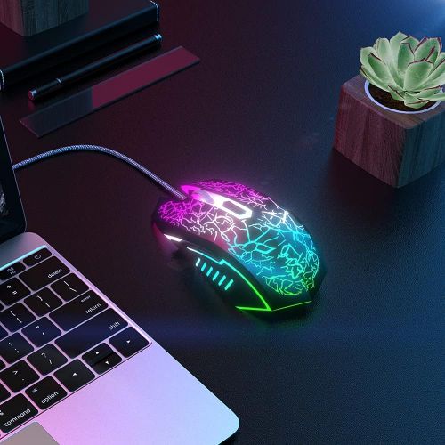  VersionTECH. Wired Gaming Mouse, Ergonomic USB Optical Mouse Mice with Chroma RGB Backlit, 1200 to 3600 DPI for Laptop PC Computer Games & Work ?Black