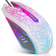 VersionTECH. Wired Gaming Mouse, Ergonomic USB Optical Mouse Mice with Chroma RGB Backlit, 1200 to 3600 DPI for Laptop PC Computer Games & Work ? White