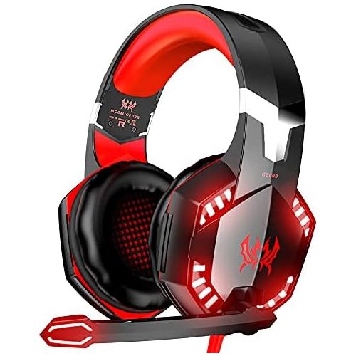  VersionTECH. G2000 Gaming Headset, Surround Stereo Gaming Headphones with Noise Cancelling Mic, LED Lights & Soft Memory Earmuffs for PS5/ PS4/ Xbox One/Nintendo Switch/PC Mac Comp