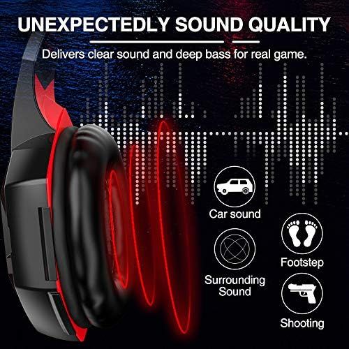  VersionTECH. G2000 Gaming Headset, Surround Stereo Gaming Headphones with Noise Cancelling Mic, LED Lights & Soft Memory Earmuffs for PS5/ PS4/ Xbox One/Nintendo Switch/PC Mac Comp