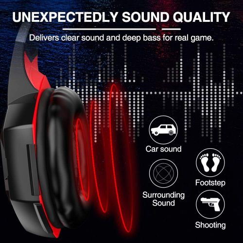  VersionTECH. G2000 Gaming Headset, Surround Stereo Gaming Headphones with Noise Cancelling Mic, LED Lights & Soft Memory Earmuffs for PS5/ PS4/ Xbox One/Nintendo Switch/PC Mac Comp