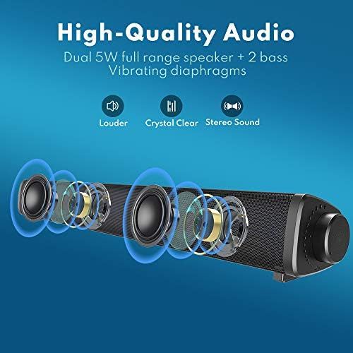  [아마존베스트]VersionTECH. Bluetooth Computer Speakers, Wired/Wireless PC Gaming Sound Bar, Mini Soundbar Speaker for PC/Cellphone/Tablets/Desktop, RCA/Aux Connection