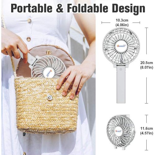  [아마존베스트]VersionTECH. Mini Portable Fan, USB Battery Operated Desk Fan, Small Personal Handheld Table Fan with USB Rechargeable Cooling Folding Electric Fan for Travel Office Room Household