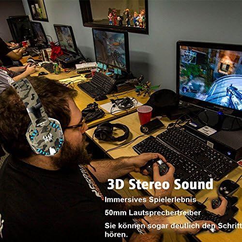  [아마존베스트]VersionTECH. Gaming Headset PS4 Headphones 3.5 mm PC LED Lighting Bass Headphones Stereo Over-Ear Headset with Microphone for Xbox One, Laptops, Mac, Tablet and Smartphone Camoufla
