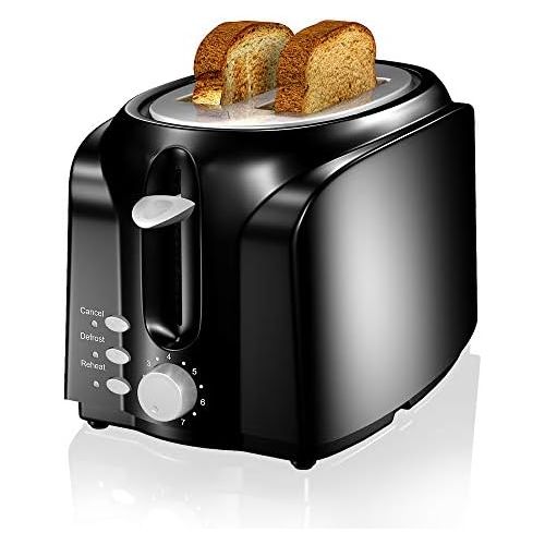 Toaster, VersionTECH. 2 Slice Toaster, Double Extra Wide Slot Small Mini Toaster with ReheatDefrostCancel Function for Small & Large Bread Slice, Auto Shut-off, 7 Shade Setting,