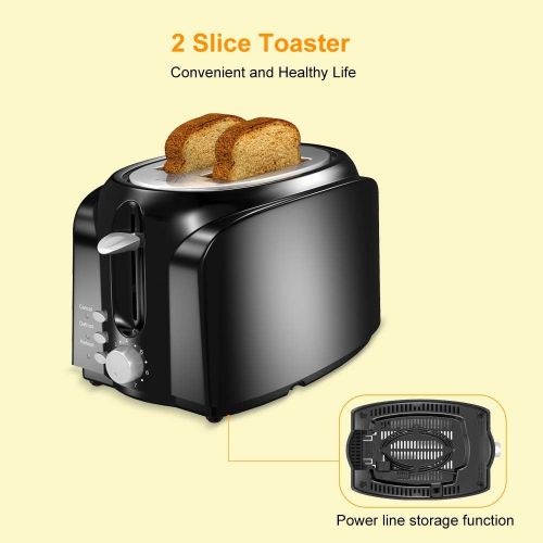  Toaster, VersionTECH. 2 Slice Toaster, Double Extra Wide Slot Small Mini Toaster with ReheatDefrostCancel Function for Small & Large Bread Slice, Auto Shut-off, 7 Shade Setting,