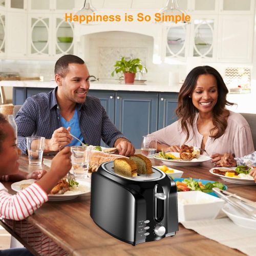  Toaster, VersionTECH. 2 Slice Toaster, Double Extra Wide Slot Small Mini Toaster with ReheatDefrostCancel Function for Small & Large Bread Slice, Auto Shut-off, 7 Shade Setting,