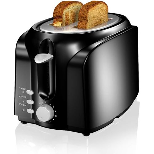  Toaster, VersionTECH. 2 Slice Toaster, Double Extra Wide Slot Small Mini Toaster with ReheatDefrostCancel Function for Small & Large Bread Slice, Auto Shut-off, 7 Shade Setting,