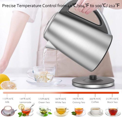  Electric Kettle, VersionTECH. Stainless Steel Kettle, Adjustable Temperature Control 1.8L Cordless Water Tea Boiler Heater with Keep Warm, Auto Shut-Off and Boil-Dry Protection Fun