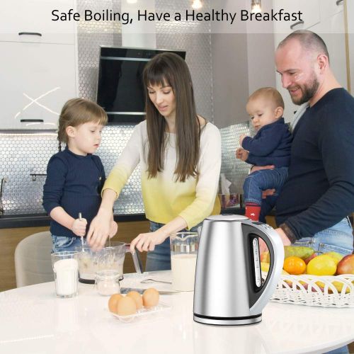  Electric Kettle, VersionTECH. Stainless Steel Kettle, Adjustable Temperature Control 1.8L Cordless Water Tea Boiler Heater with Keep Warm, Auto Shut-Off and Boil-Dry Protection Fun