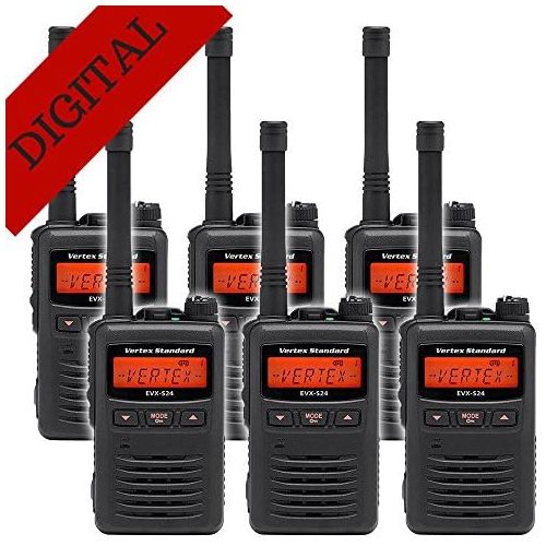  Vertex Standard 6 Pack of Motorola EVX-S24 UHF Digital Water SubmersibleDustproof Two Way Radios PREPROGRAMMED