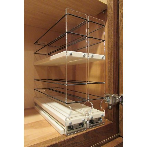  Vertical Spice - 22x2x11 DC - Spice Rack - Narrow Space w2 Drawers each with 2 Shelves - 20 Spice Capacity - Easy to Install