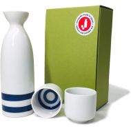 [아마존베스트]Verve Joy Japanese Minoyaki Janome Sake set, 8 oz sake bottle and 2 sake cup, Sake Tokkuri with Ochoko, for Kikizake Traditional Mino-Yaki ware