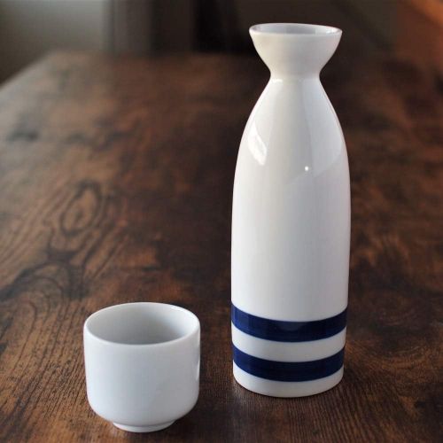  [아마존베스트]Verve Joy Japanese Minoyaki Janome Sake set, 8 oz sake bottle and 2 sake cup, Sake Tokkuri with Ochoko, for Kikizake Traditional Mino-Yaki ware