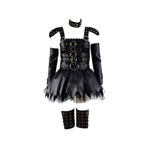  Very Last Shop Classic Movie Edward Scissors Costume for Women Black Gothic Punk Rivet Dress