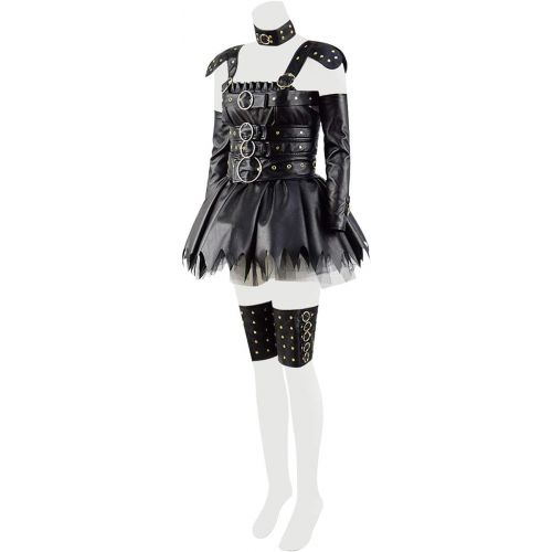  Very Last Shop Classic Movie Edward Scissors Costume for Women Black Gothic Punk Rivet Dress