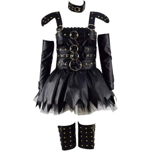  Very Last Shop Classic Movie Edward Scissors Costume for Women Black Gothic Punk Rivet Dress