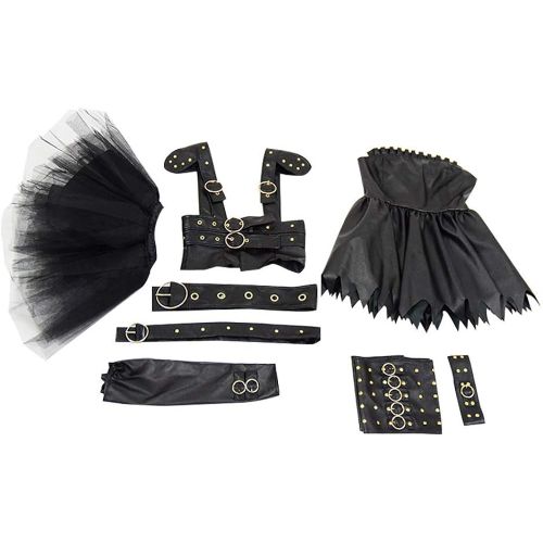  Very Last Shop Classic Movie Edward Scissors Costume for Women Black Gothic Punk Rivet Dress