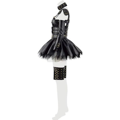  Very Last Shop Classic Movie Edward Scissors Costume for Women Black Gothic Punk Rivet Dress