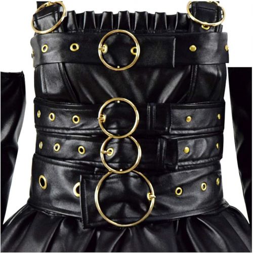  Very Last Shop Classic Movie Edward Scissors Costume for Women Black Gothic Punk Rivet Dress