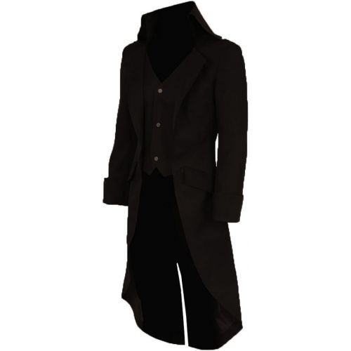  Very Last Shop Mens Gothic Tailcoat Jacket Black Steampunk Victorian Long Coat Halloween Costume