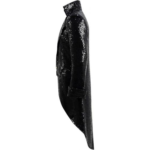  Very Last Shop Mens Gothic Tailcoat Jacket Black Steampunk Victorian Long Coat Halloween Costume
