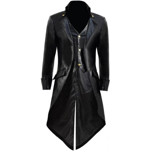  Very Last Shop Mens Gothic Tailcoat Jacket Black Steampunk Victorian Long Coat Halloween Costume