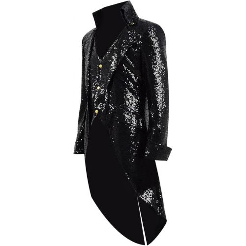  Very Last Shop Mens Gothic Tailcoat Jacket Black Steampunk Victorian Long Coat Halloween Costume