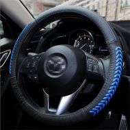Vesul Blue Steering Wheel Glove Leather Cover Compatible with Mazda 3 Axela Mazda 6 CX-3 CX3 CX-5 CX5 CX-7 CX7 CX-9 CX9 2013 2014 2015 2016 2017 2018 2019