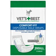 Vet's Best Vets Best Male Wraps for Dogs, Comfort-Fit Disposable, Small, 12 Count, 8 Pack