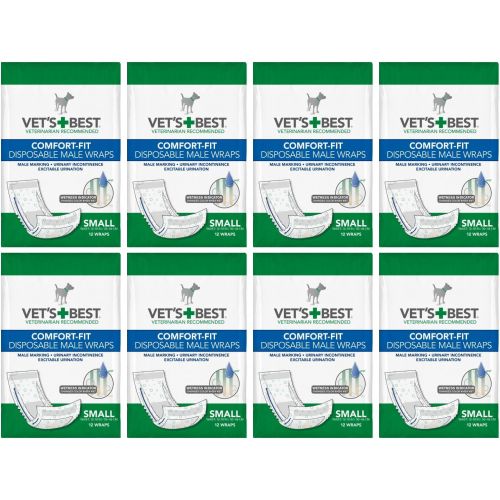  Vet's Best Vets Best Male Wraps for Dogs, Comfort-Fit Disposable, Small, 12 Count, 8 Pack