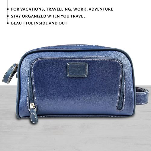  Vetelli Gio Leather Toiletry Bag for Men - Dopp Kit - Handmade for Travelling Vacations and...