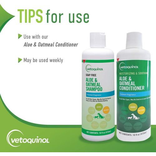  Vetoquinol Vet Solutions AloeOatmeal Shampoo for Cats & Dogs 16Oz