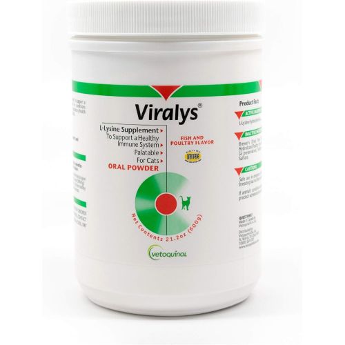  Vetoquinol Viralys L-Lysine Supplement for Cats - Cats & Kittens of All Ages - Immune Health - Sneezing, Runny Nose, Squinting, Watery Eyes - Flavored Lysine Powder