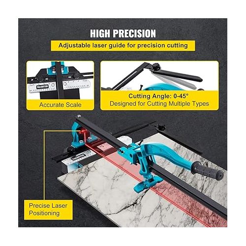  Mophorn 48 Inch Tile Cutter Single Rail Double Brackets Manual Tile Cutter 3/5 in Cap w/Precise Laser Manual Tile Cutter Tools for Precision Cutting (48 Inch)