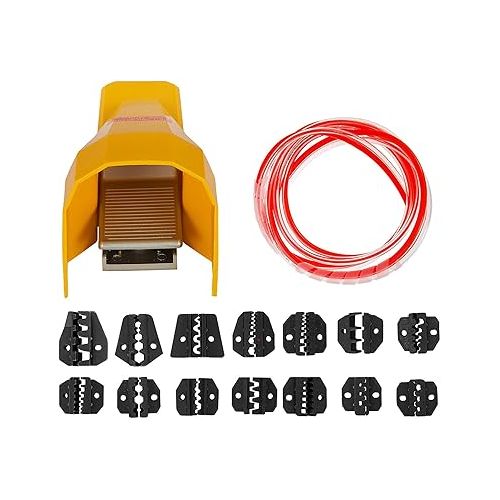  Mophorn Pneumatic Crimping Tool Am-10, Air Powered Wire Terminal Crimping Machine Crimping Up To 16mm2, Pneumatic Crimper Plier Machine with 15 Sets Of Dies for Many Kinds of Terminals