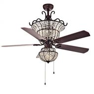 Vhouse-us Warehouse of Tiffany CFL-8154BR Charla 4-Light Crystal 52 inch Chandelier Ceiling Fan