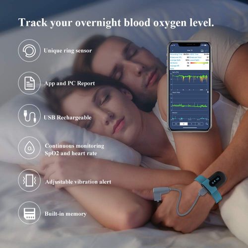  ViATOM Wrist Blood Oxygen Saturation Monitor Rechargeable(Free APP and PC Report),...