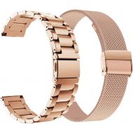 [아마존베스트]Compatible for Garmin Vivoactive 4S 40mm Bands, ViCRiOR Solid Stainless Steel Watchband+ Mesh Strap Bracelet Replacement Band Strap for Garmin Vivomove 3S , Rose Gold