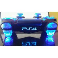Etsy PS4 Custom Wireless Controller - Gloss Black - Transparent Blue Buttons - Blue LED Illumination with OnOff Switch