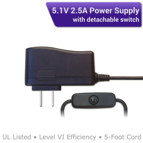  Viaboot Raspberry Pi 3 Power Kit  UL Listed 2.5A Power Supply, Premium Black Case Edition