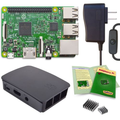  Viaboot Raspberry Pi 3 Power Kit  UL Listed 2.5A Power Supply, Official BlackGray Case Edition