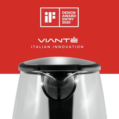  Glass Electric Tea Kettle. Fast Water Boiler. BPA-FREE Stainless Steel & Borosilicate Glass. Designed in Italy. 8 Cups Capacity. 1.7 Liters by Viante