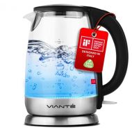 [아마존베스트]Viante Glass Electric Tea Kettle. Fast Water Boiler. BPA-FREE Stainless Steel & Borosilicate Glass. 30-second HOLD BOIL sanitizing feature. Deisgned in Italy. 8 Cups Capacity. 1.7 Liters